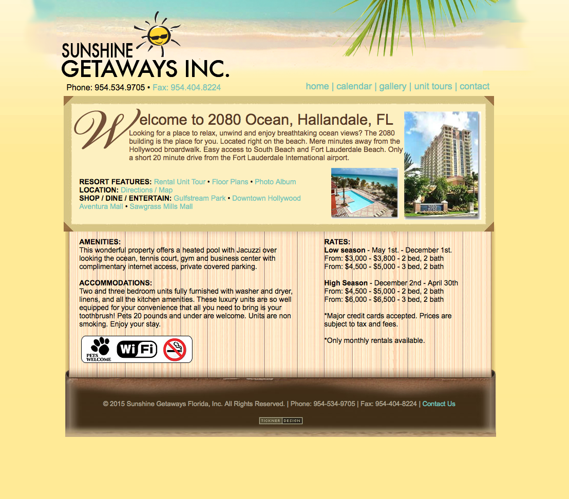 Sunshine Getaways, Inc. Website