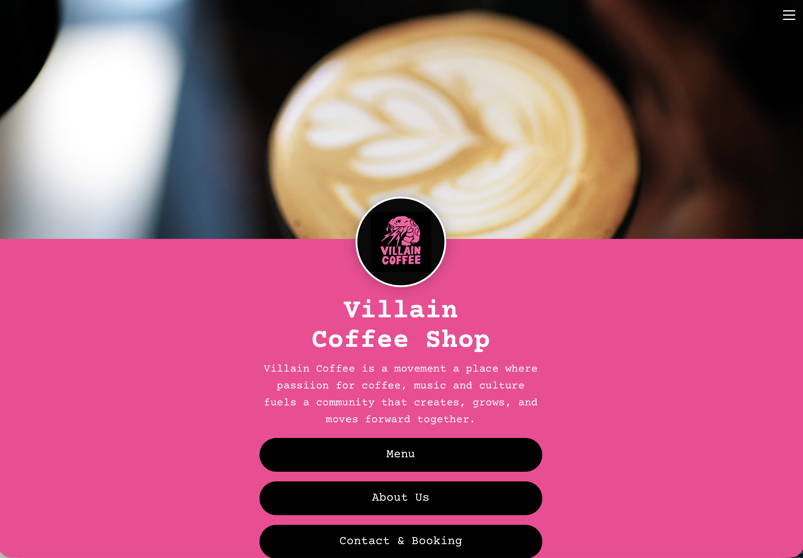 Villain Coffee Shop, Website